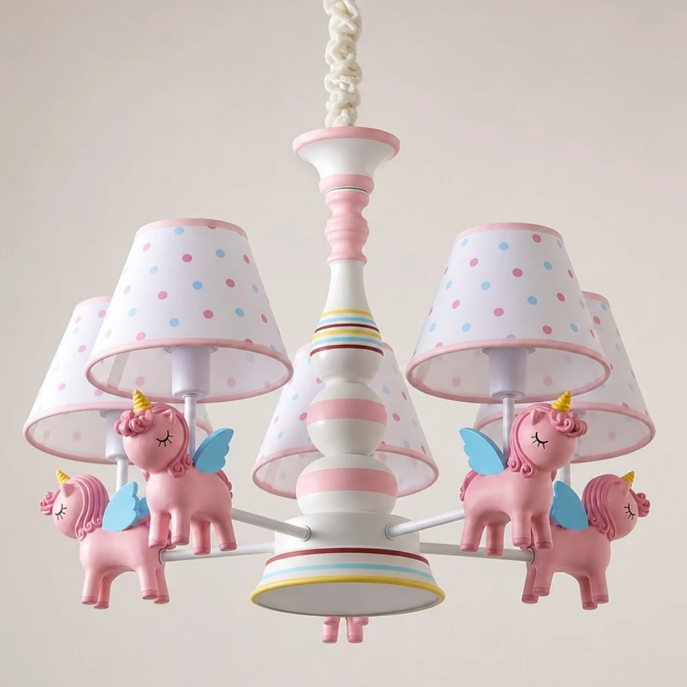 Pink fabric shade and resin accent detail