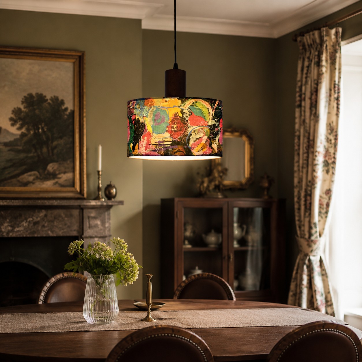 Fabric drum pendant light 22