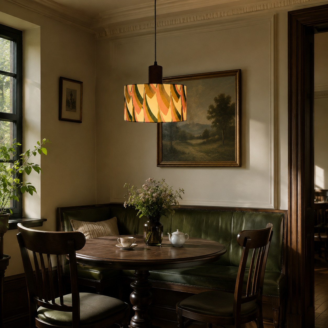 Fabric drum pendant light 10