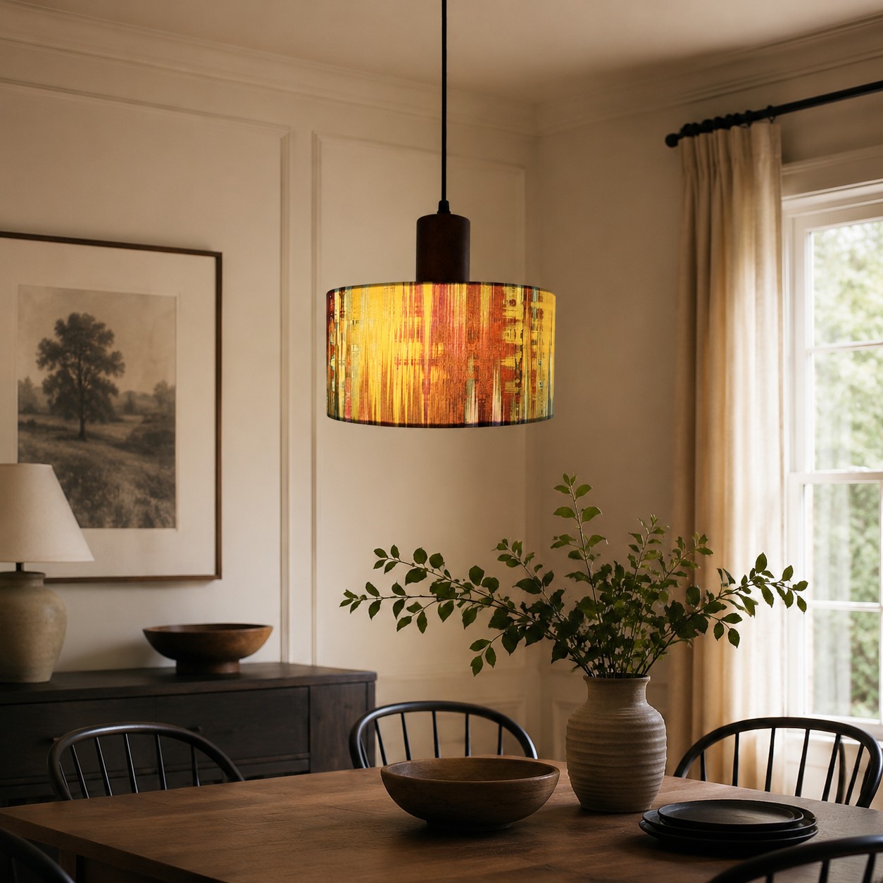 Fabric drum pendant light 23