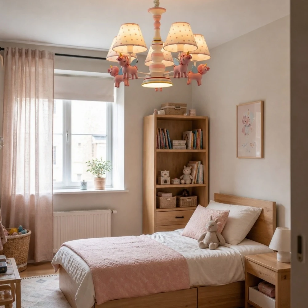Kids room chandelier in a playful bedroom scene