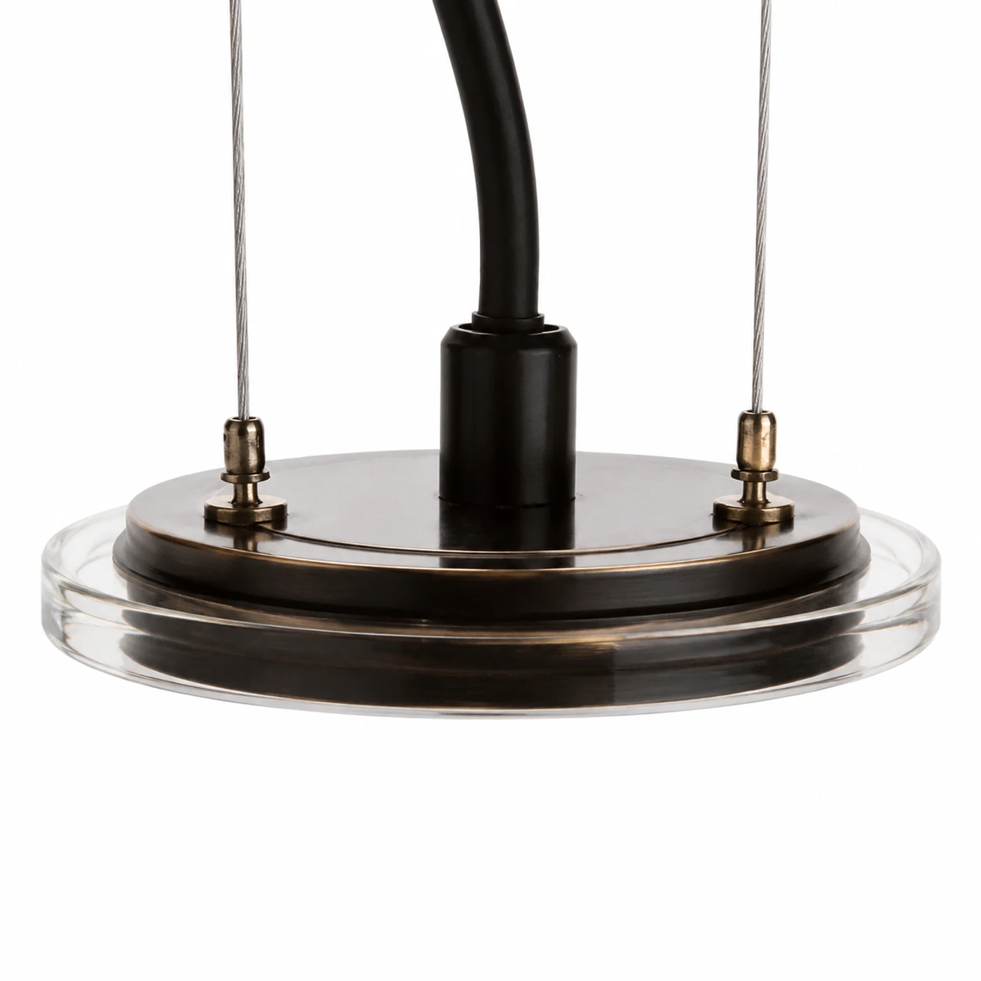 Close view of pendant canopy and suspension hardware