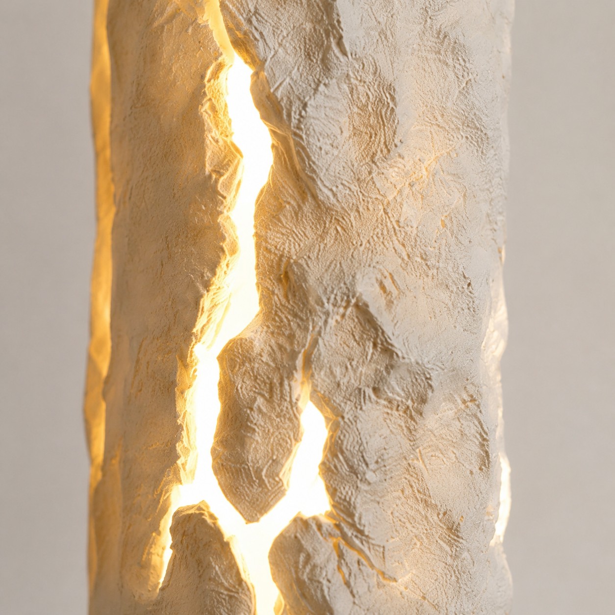 White resin wall lamp texture and glow detail