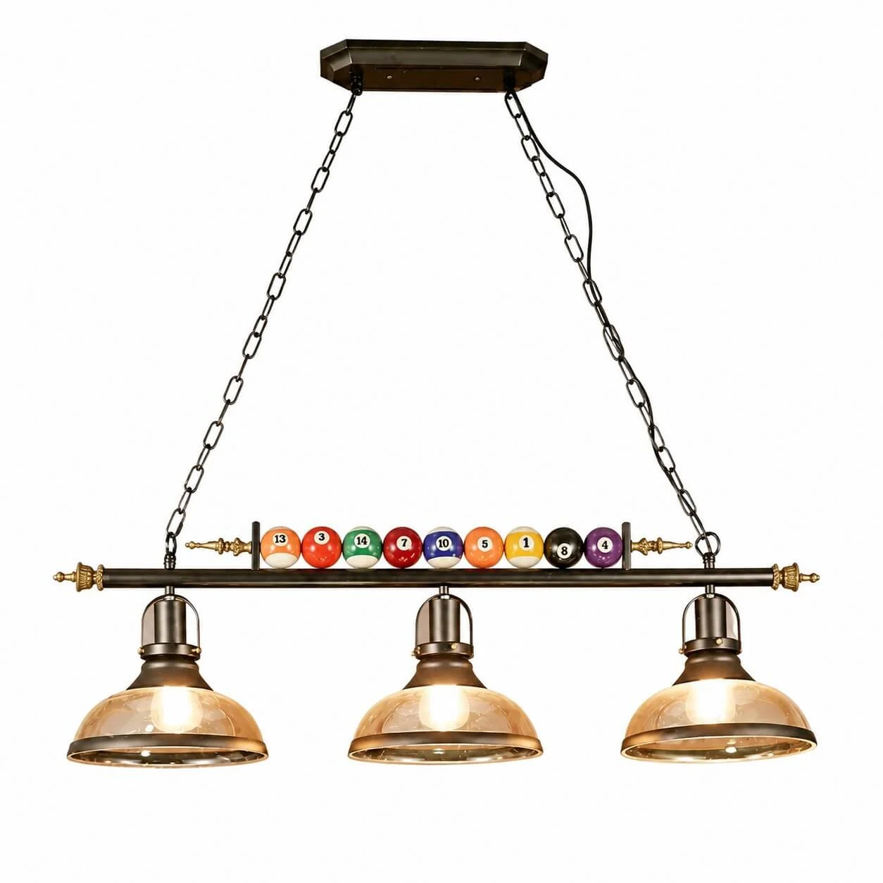 Triple-head glass pendant