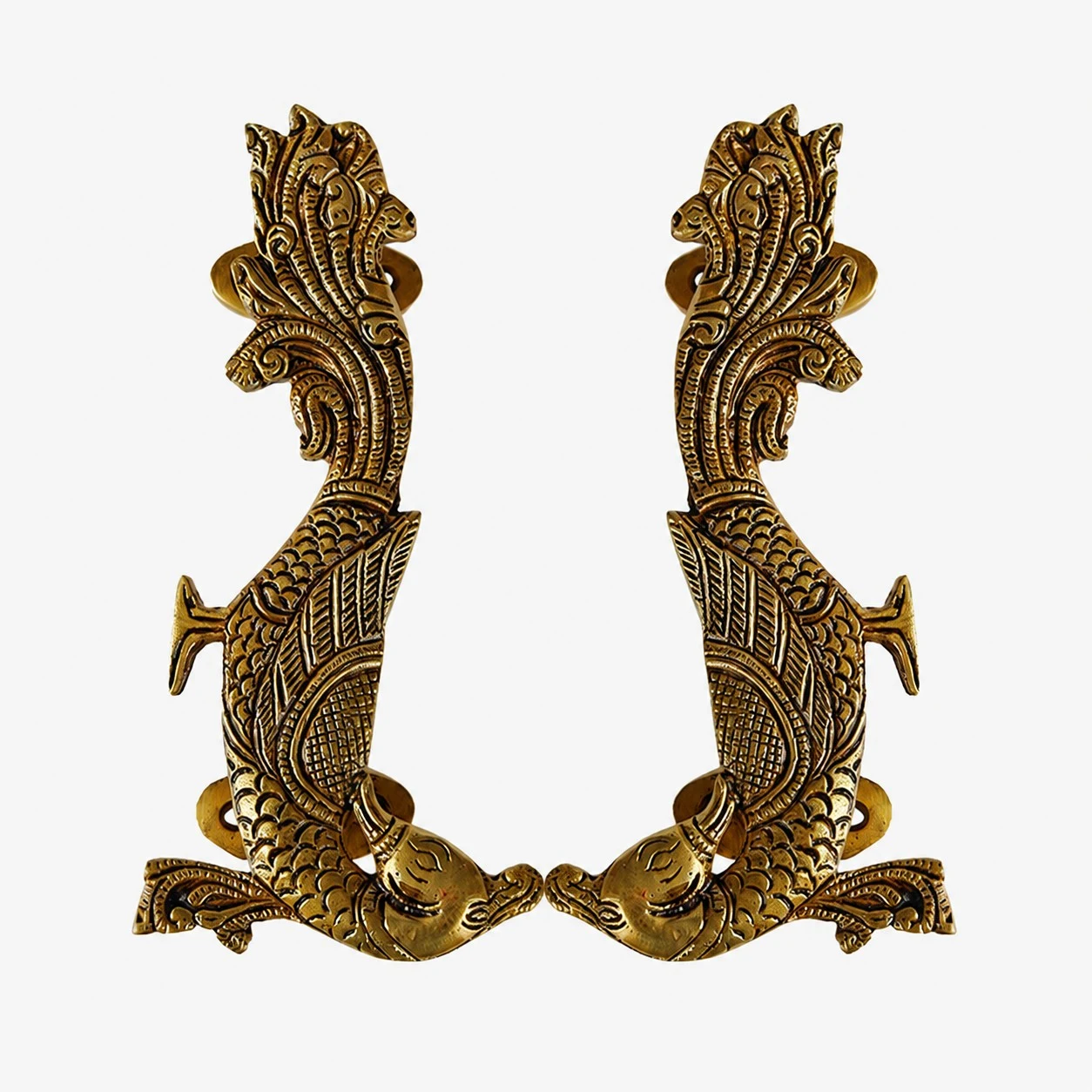 Handcrafted Brass Animal Door Handles - Phoenix Antique Brass standard