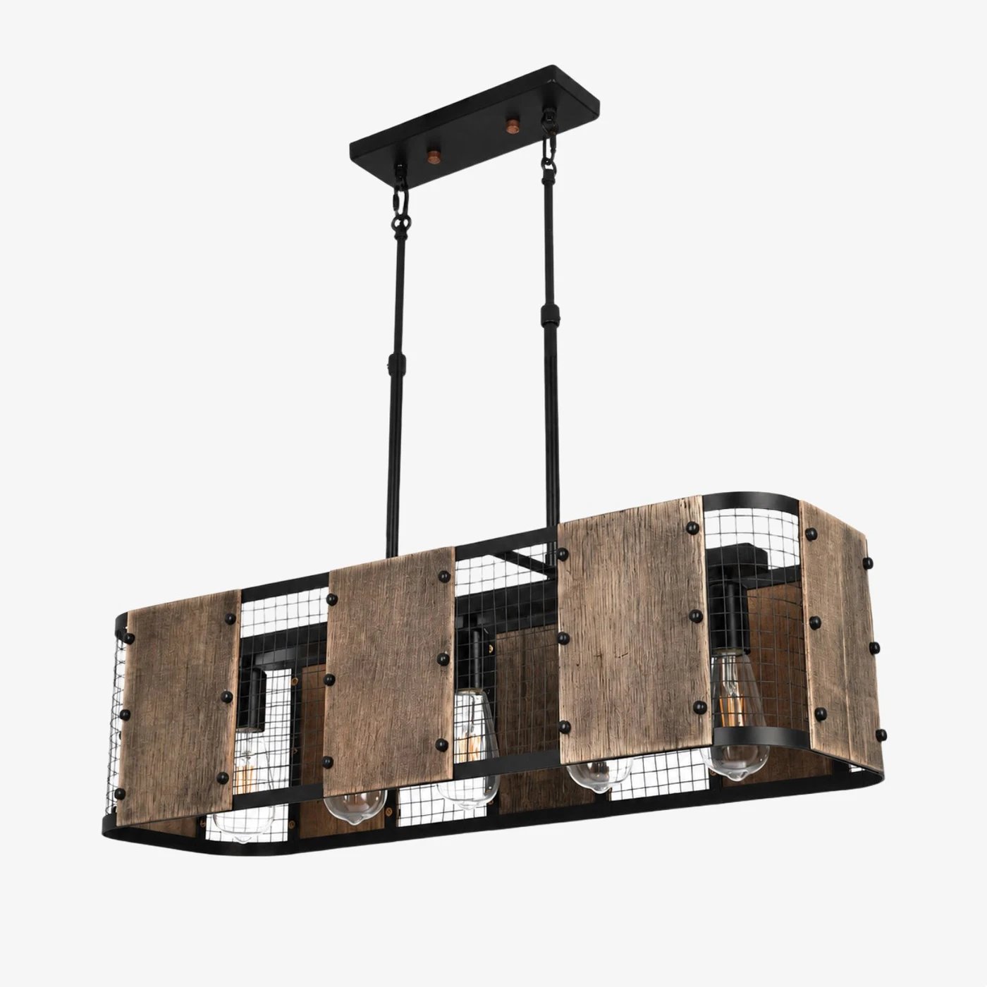 Black color five-light 80 cm warm pendant lamp