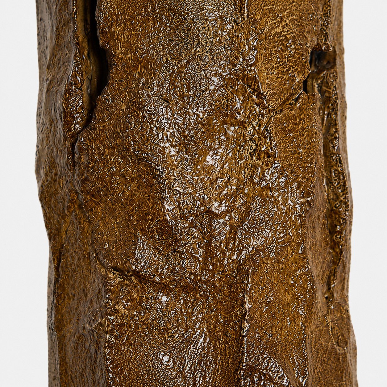 Close-up of bark-inspired resin wall lamp texture