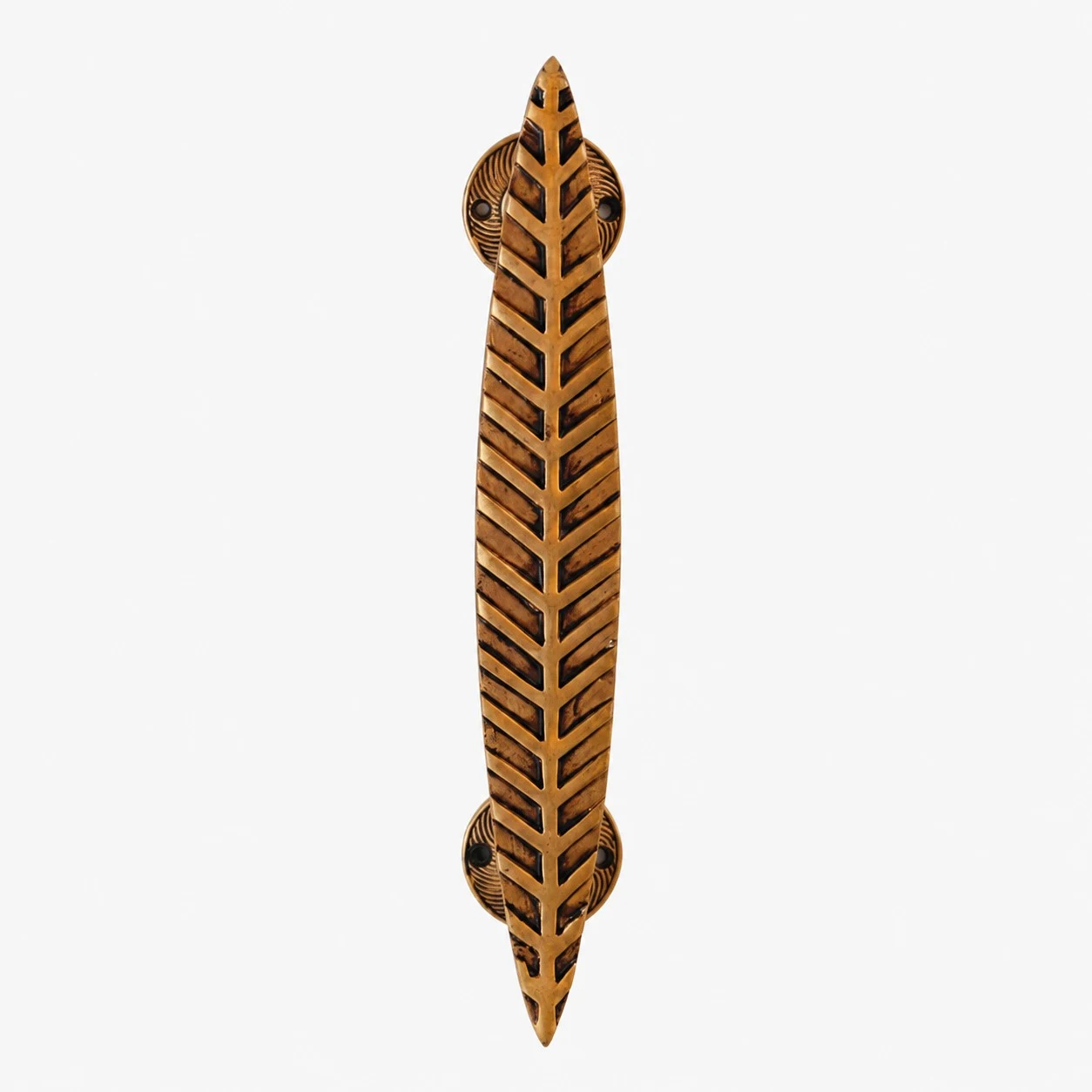 Handcrafted Brass Animal Door Handles - Leaf Antique Brass standard