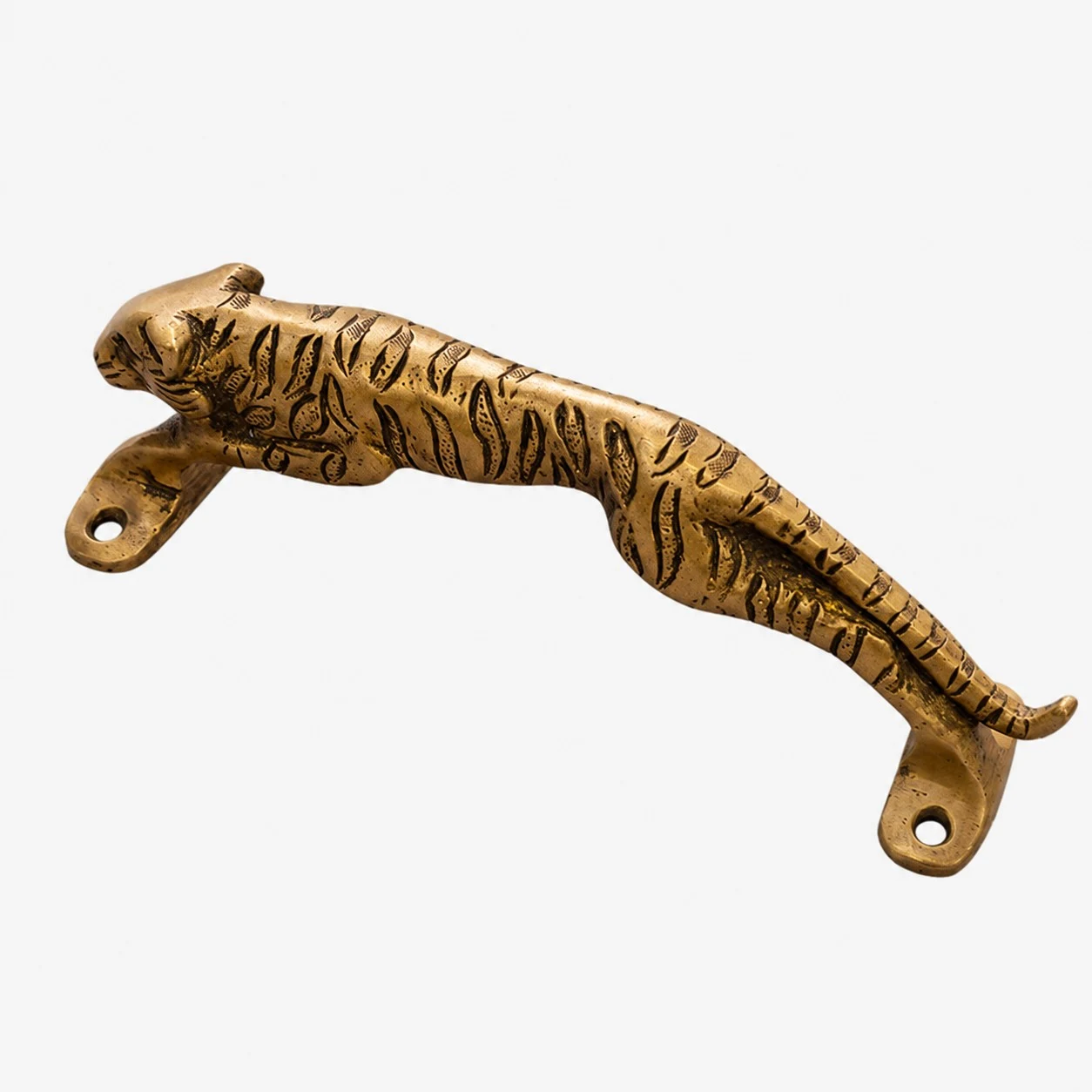 Handcrafted Brass Animal Door Handles - Jaguar Antique Brass standard