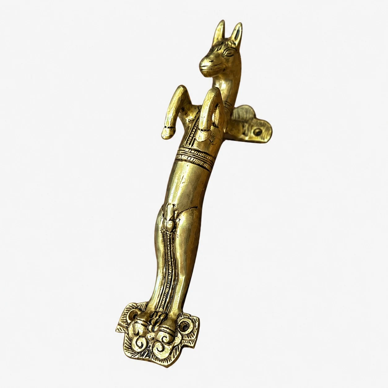 Handcrafted Brass Animal Door Handles - Horse Antique Brass standard