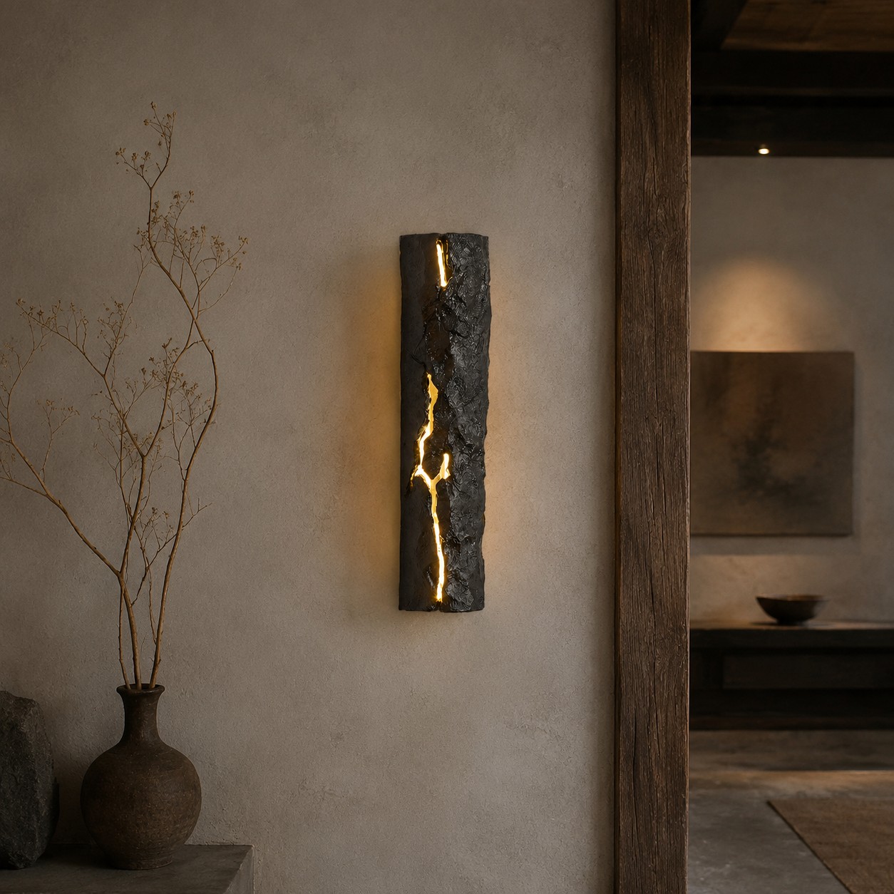 charcoal black wall light scene
