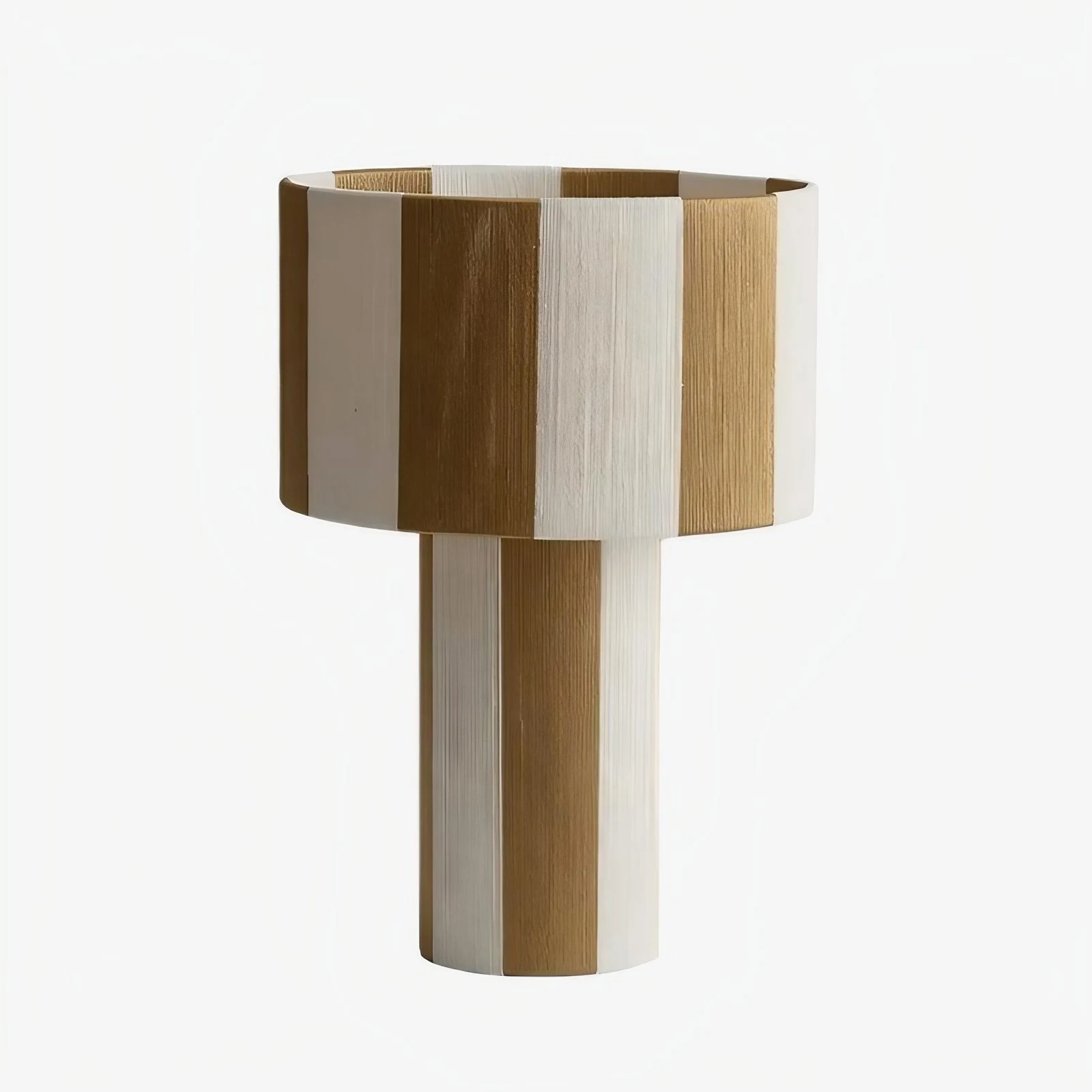 Apricot striped woven table lamp color option