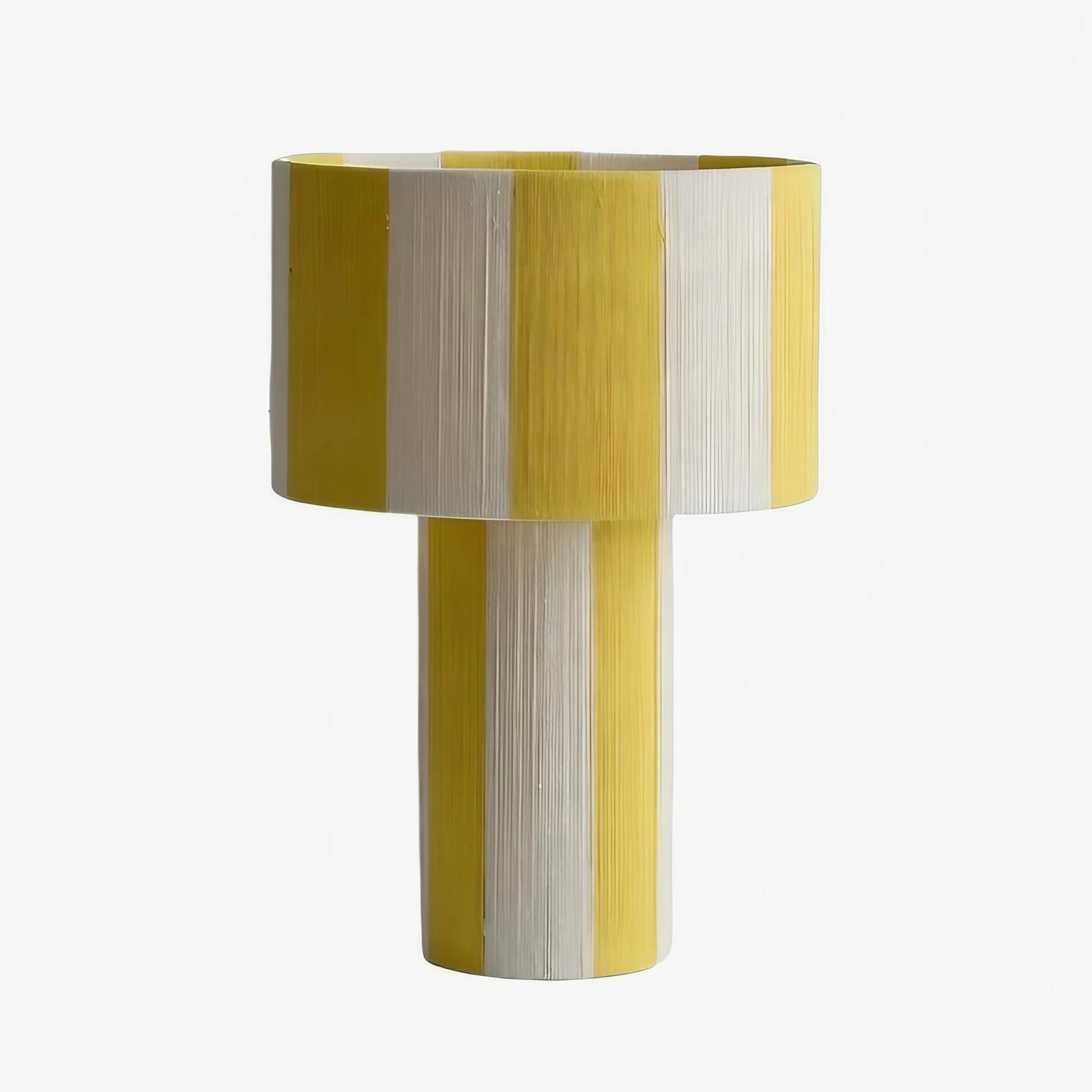 Yellow striped woven table lamp color option