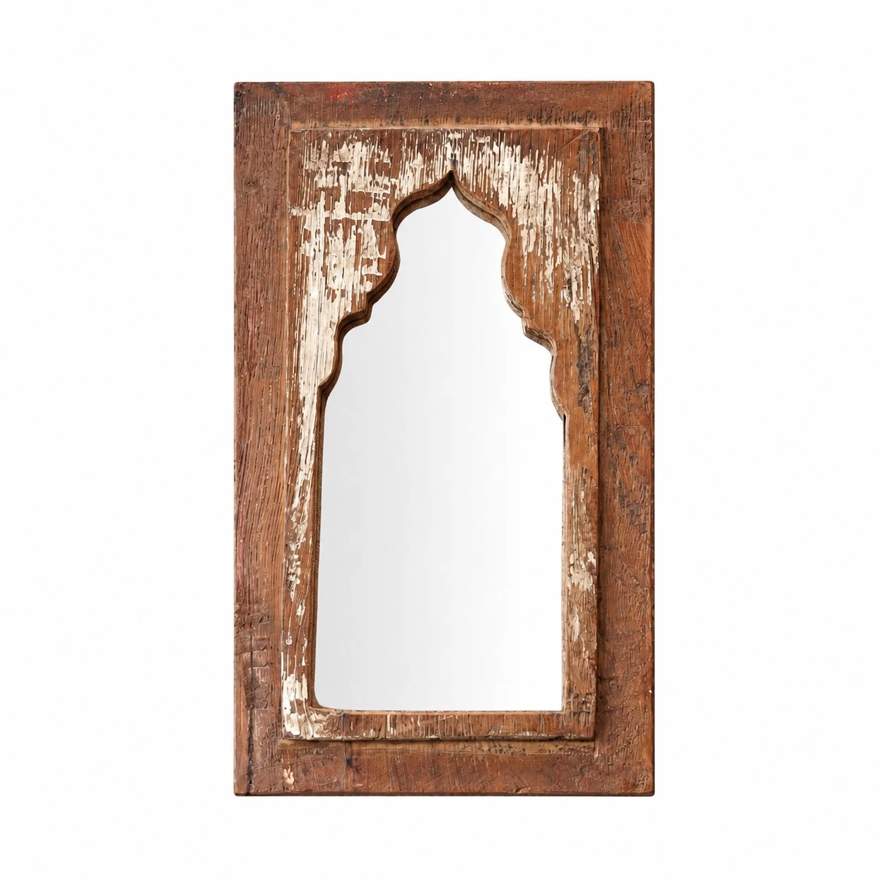 E rustic carved wooden wall mirror