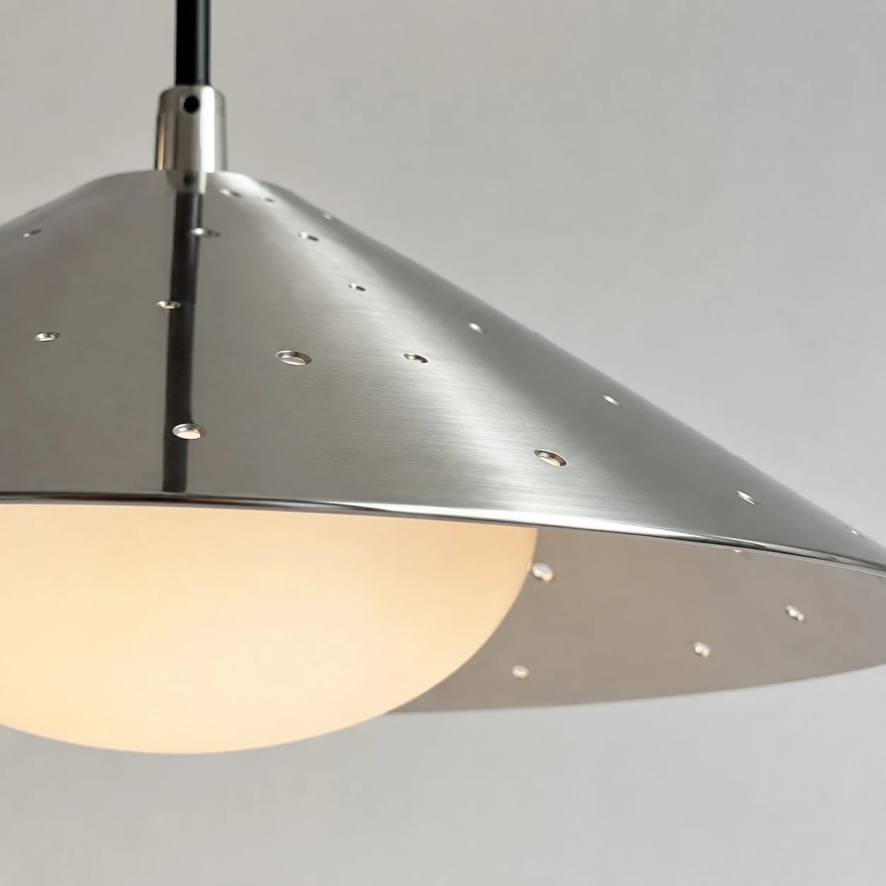detail silver perforated metal shade