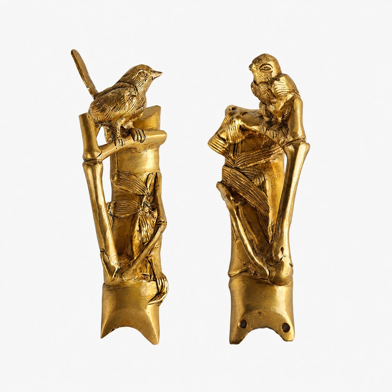 Handcrafted Brass Animal Door Handles - Woodpecker Antique Brass standard