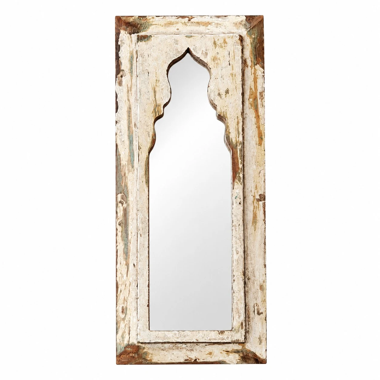 B rustic carved wooden wall mirror