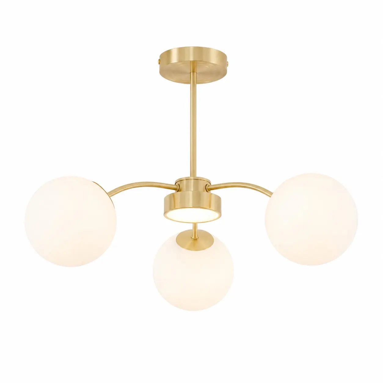 Standard gold 3-light milk glass chandelier