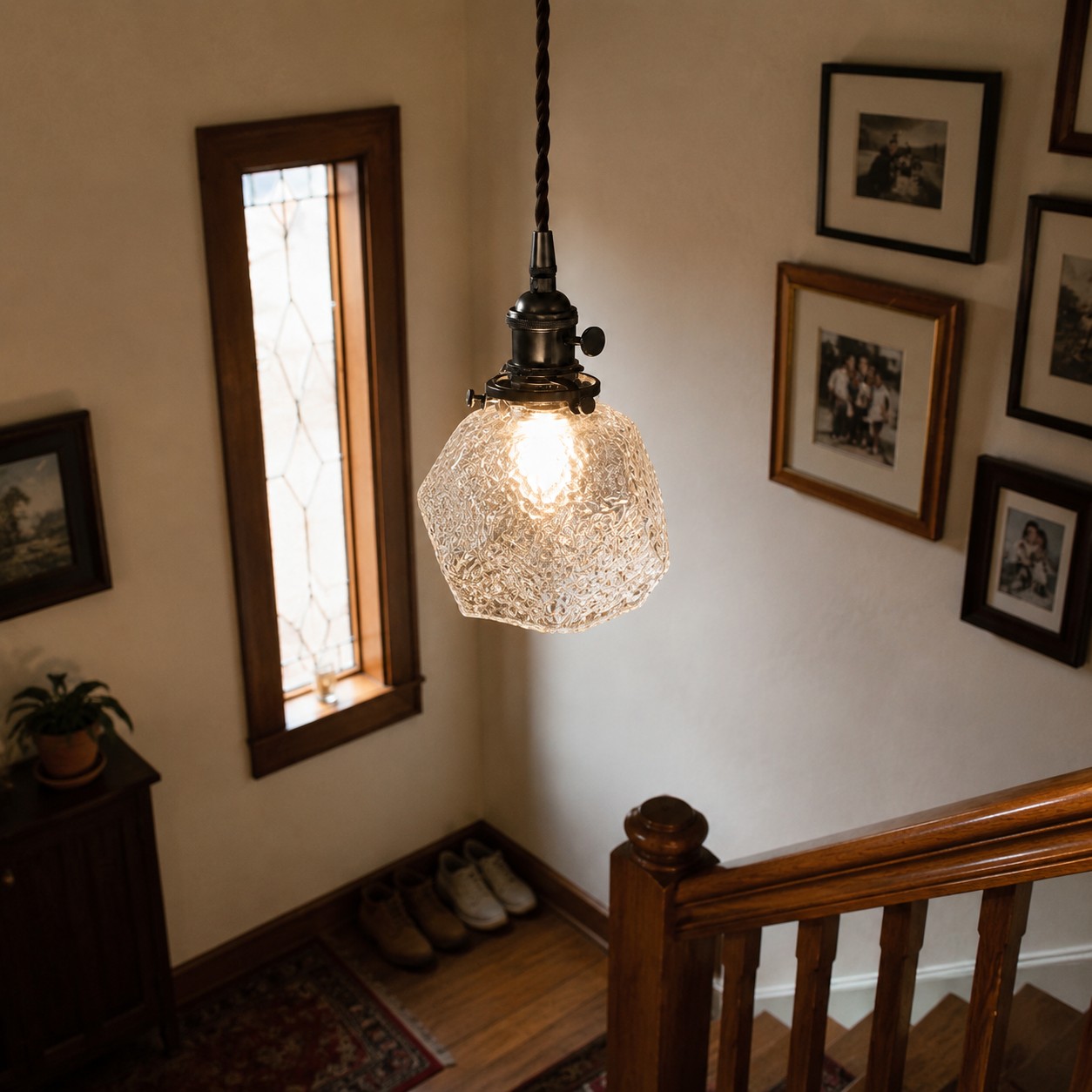 Vintage faceted glass pendant light