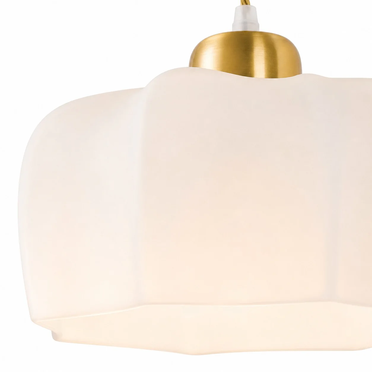 Close view of the scalloped glass shade detail