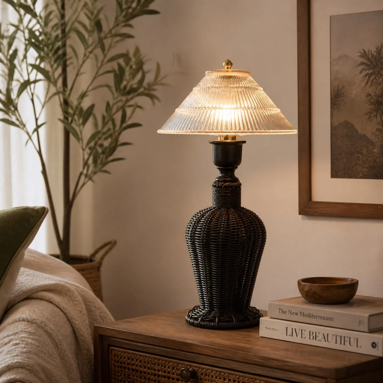 Wabi-sabi table lamp in a calm interior