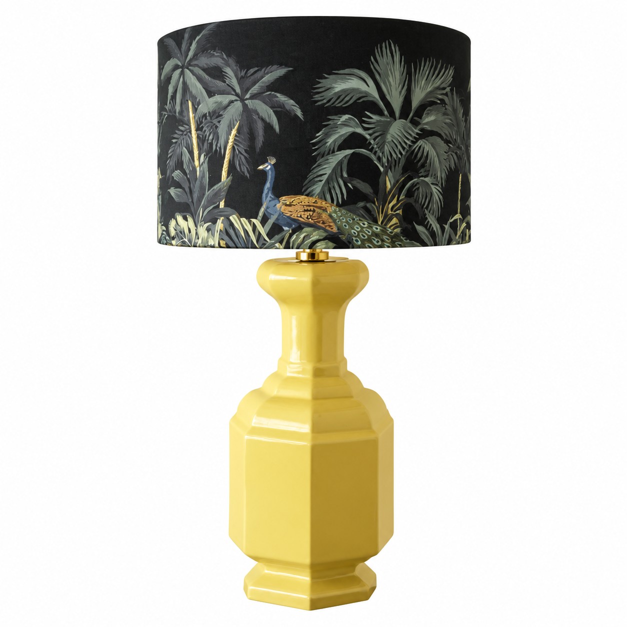 Faceted Lemon Yellow ceramic table lamp product view