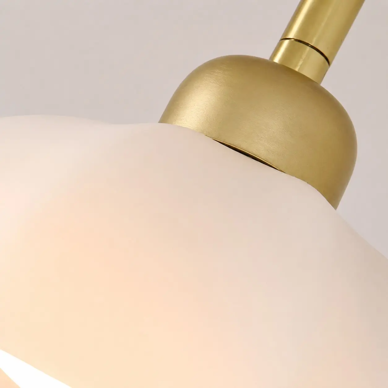 Close-up of the chandelier arm and shade connection