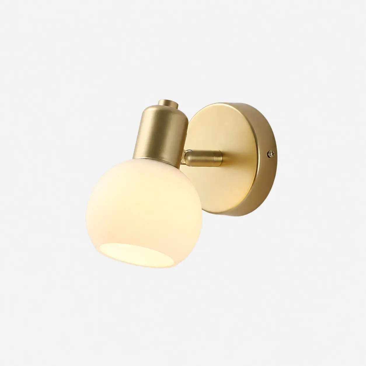 Gold iron single-light wall sconce with glass shade
