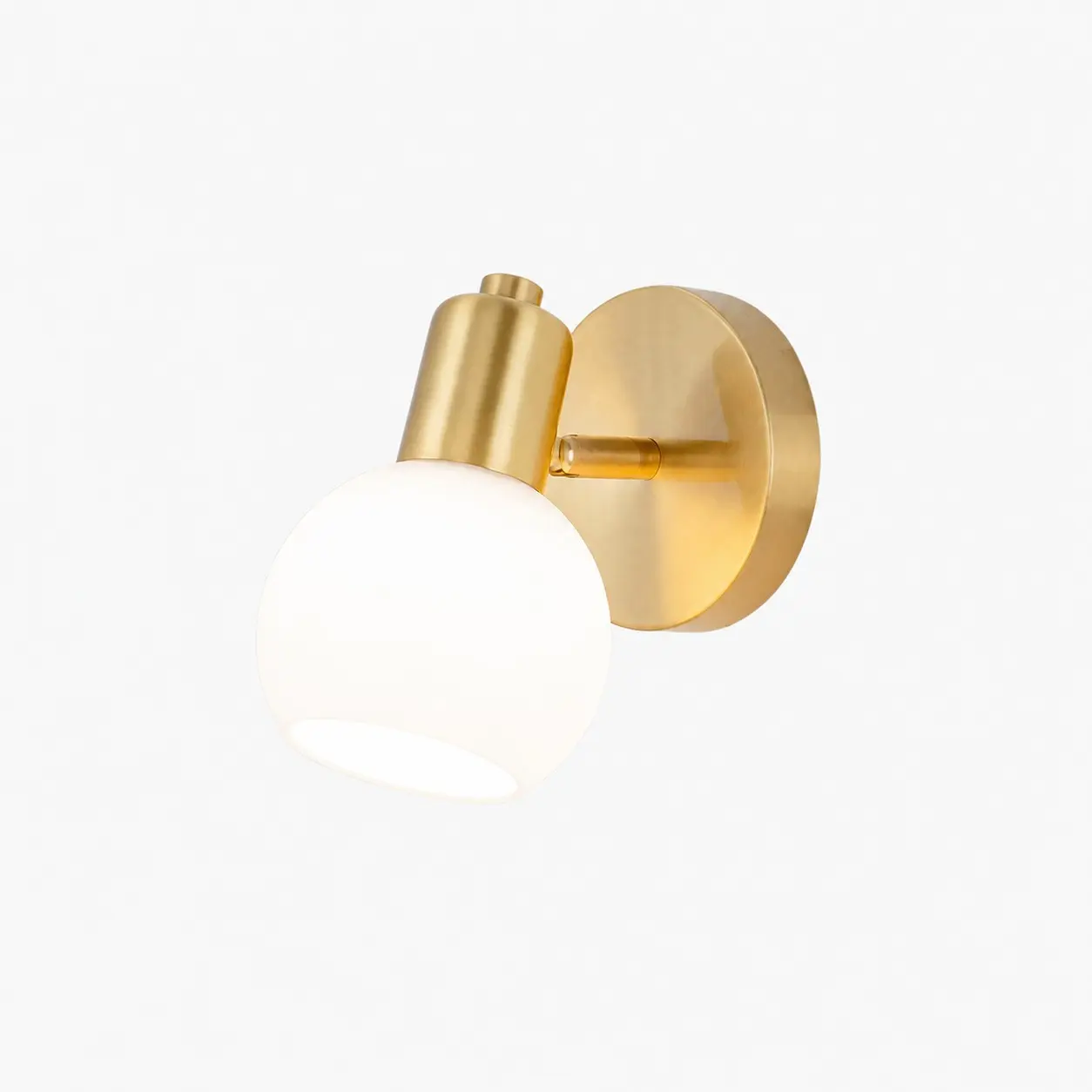 Gold brass single-light wall sconce with glass shade