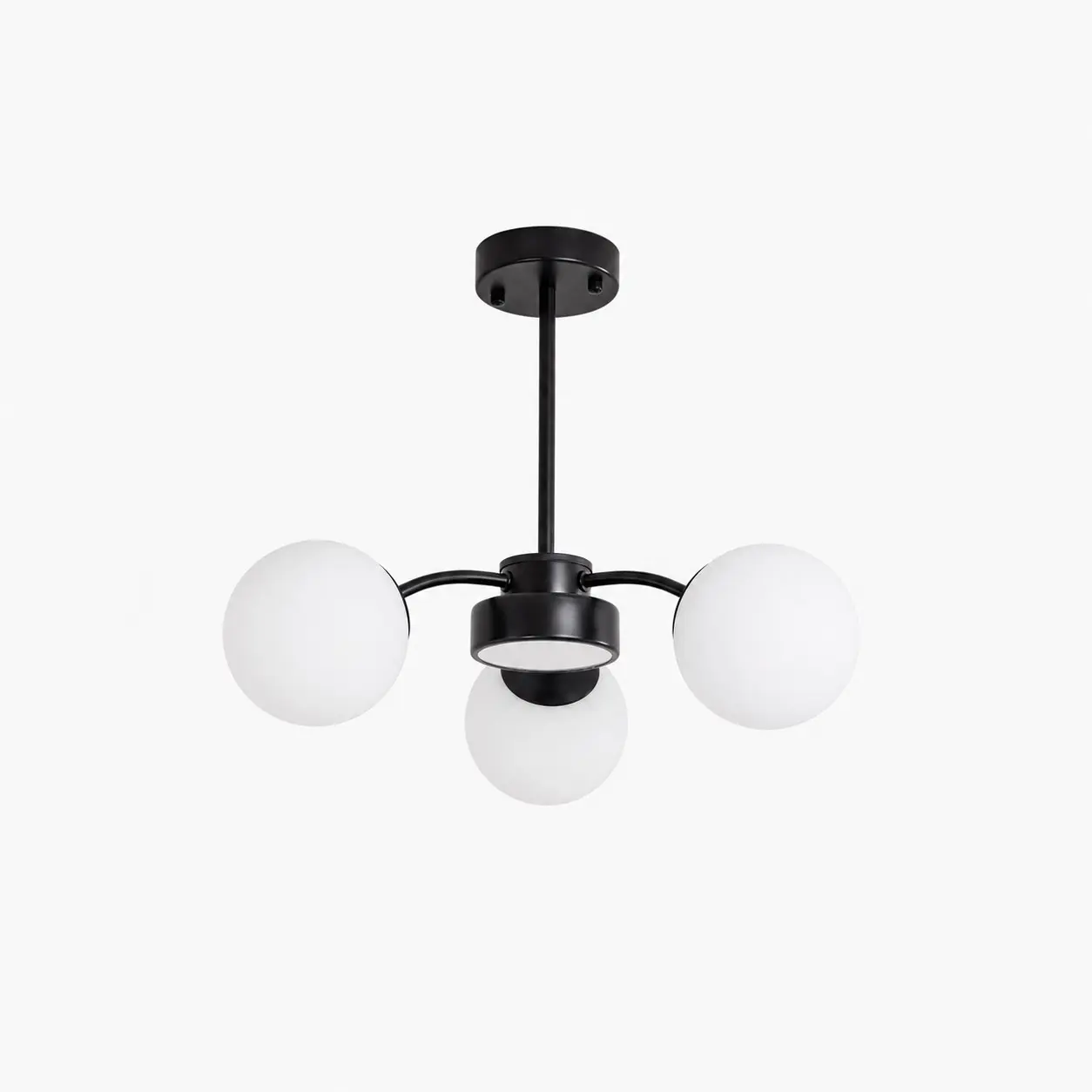 Modern milk glass chandelier with 3 lights in Black