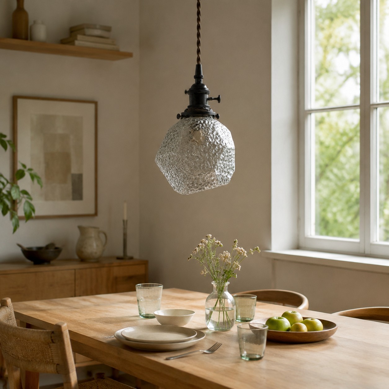 Vintage faceted glass pendant light