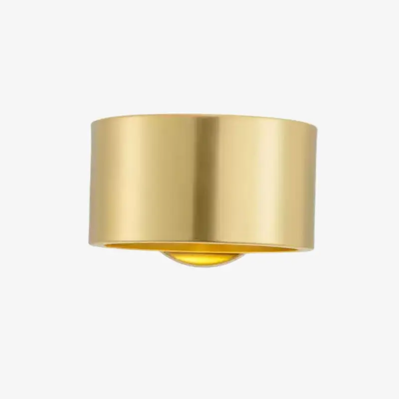 Gold brass cylindrical wall sconce