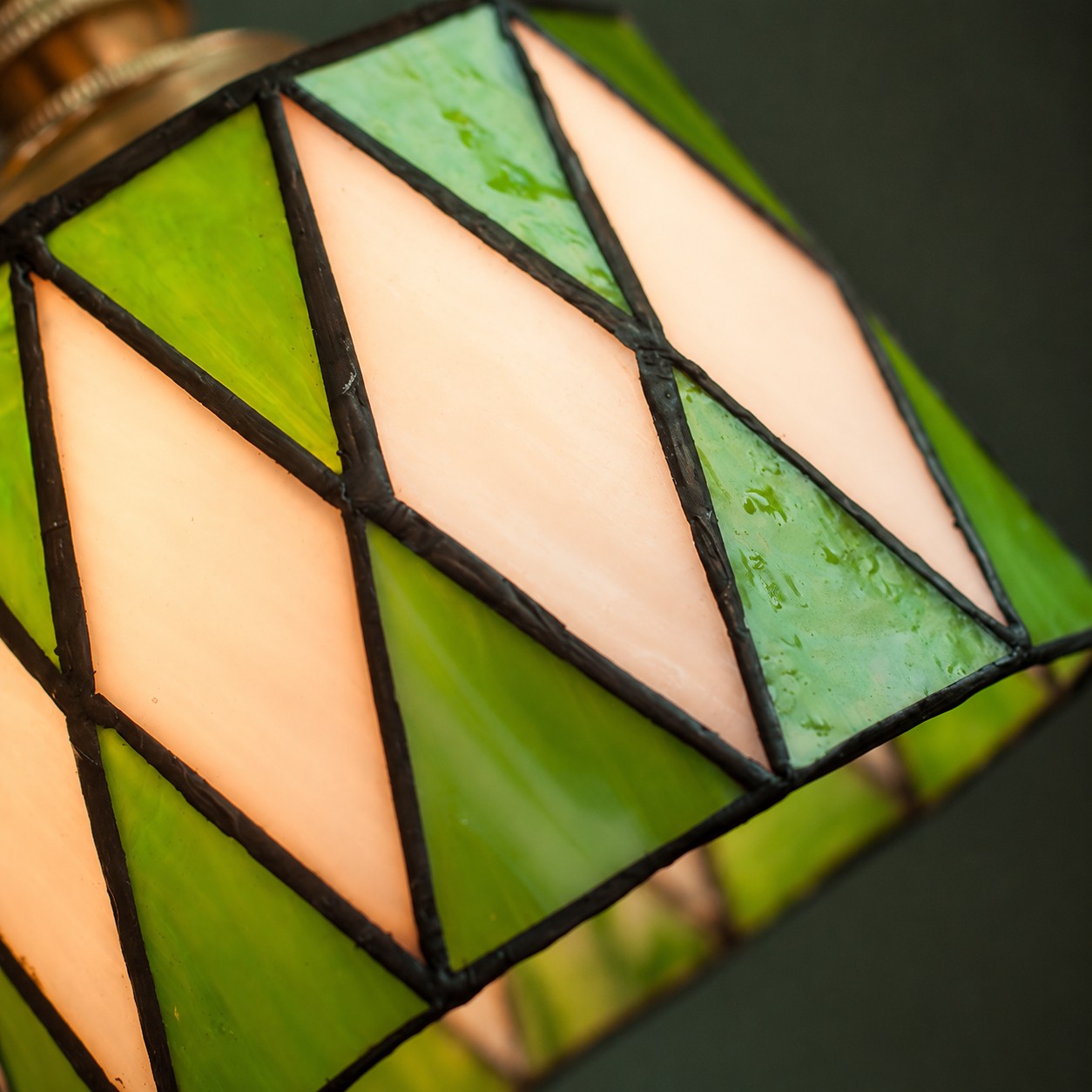 Vintage Green Stained Glass Pendant Light