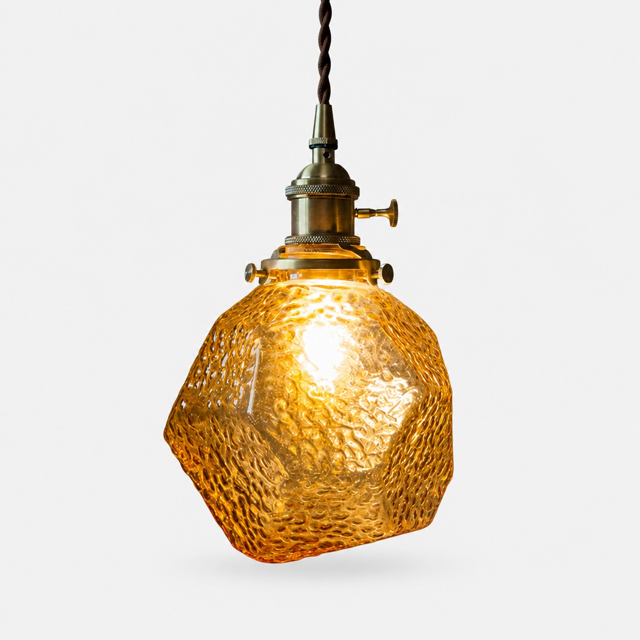 Amber glass with antique brass finish