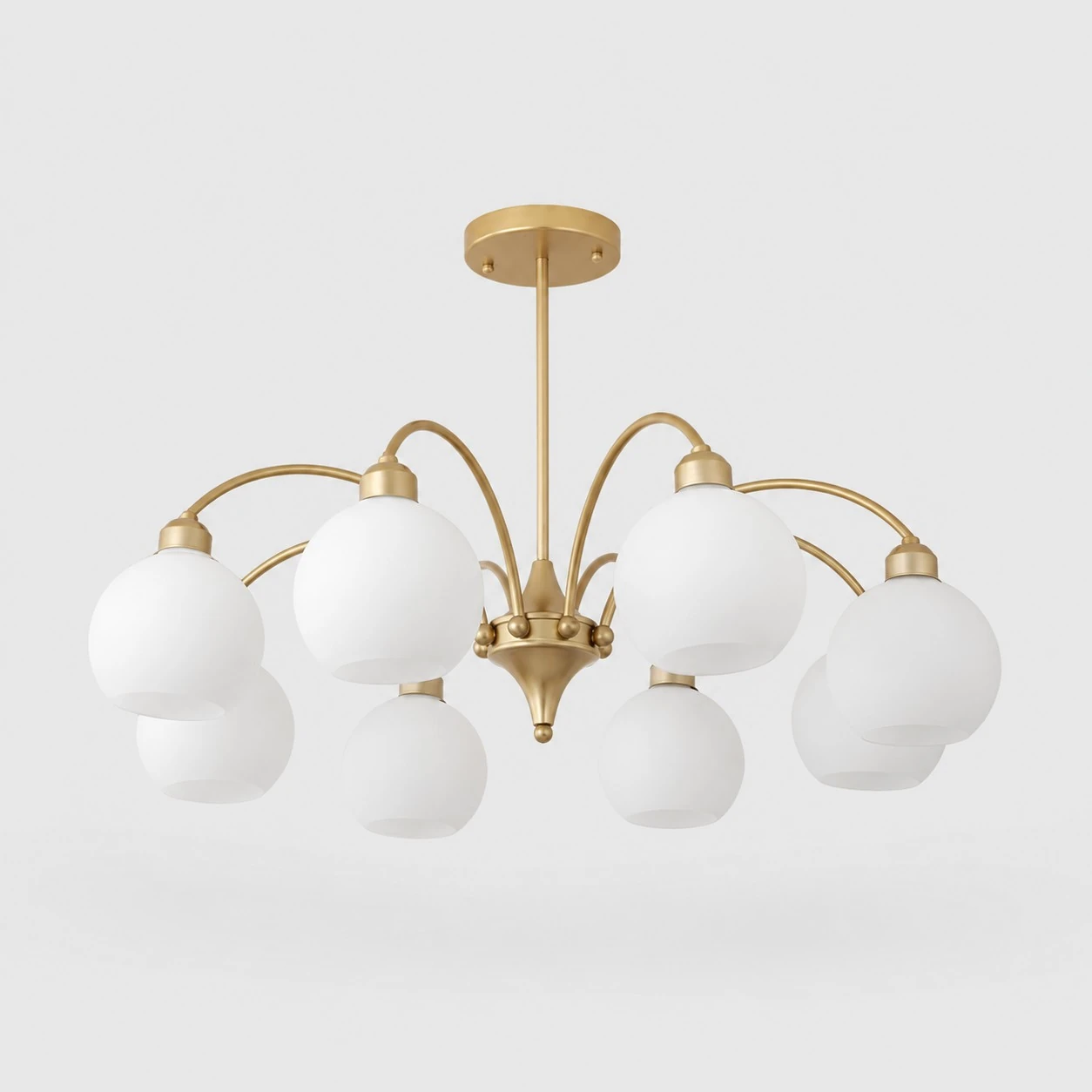 Gold 8-light glass globe chandelier