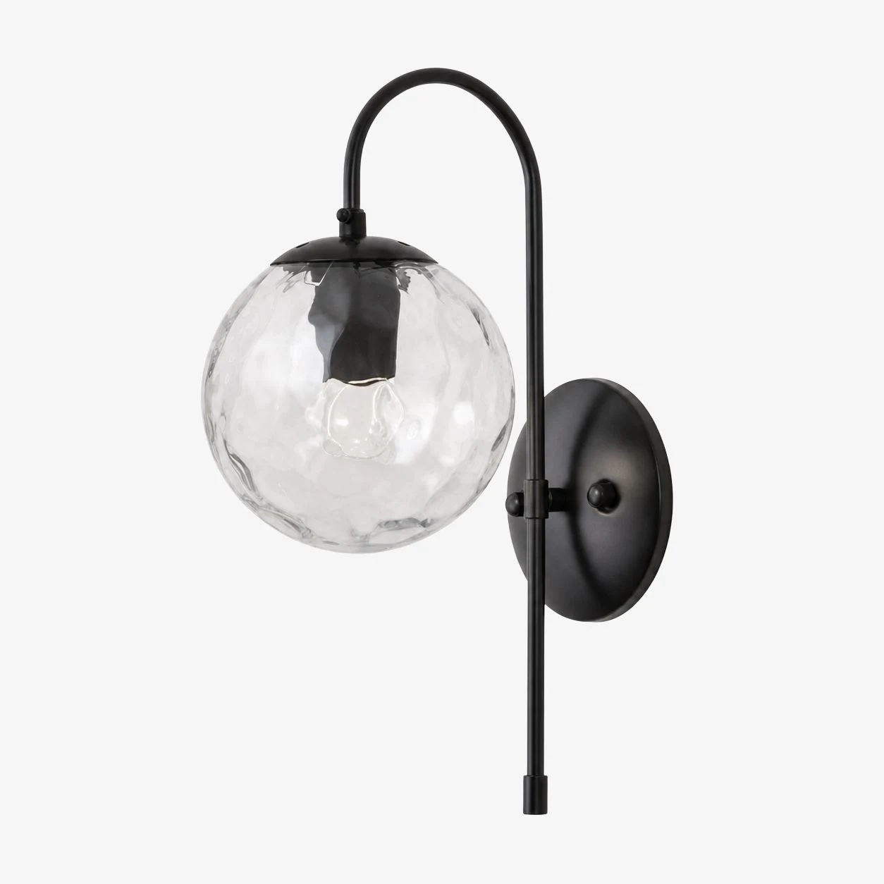 Rippled Glass wall sconce in Black, style A