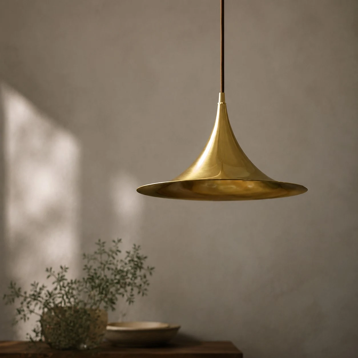 Brushed Brass Umbrella Pendant Light