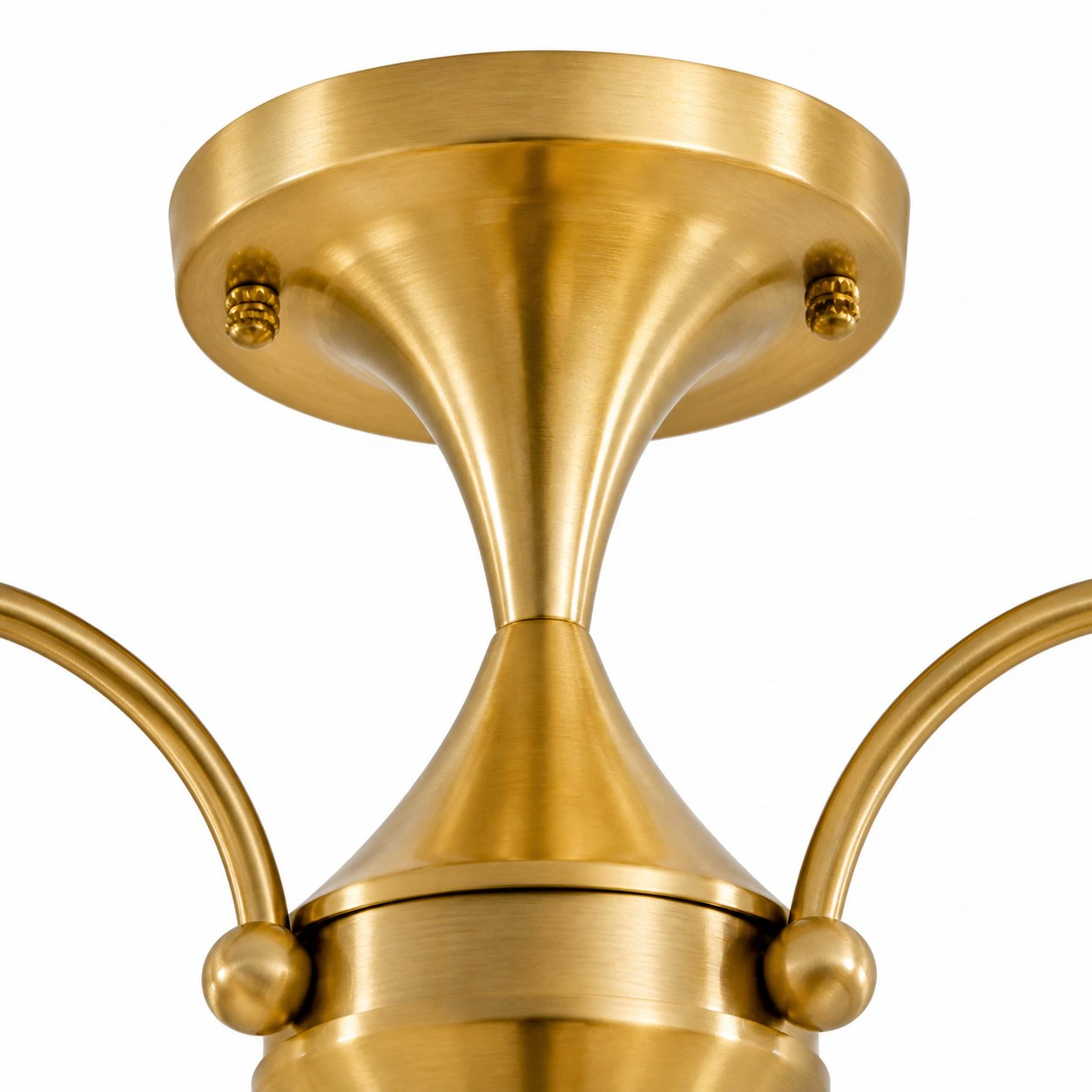 Close view of the chandelier canopy and stem