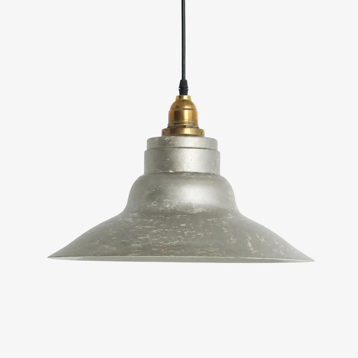 Distressed silver and antique brass pendant lamp