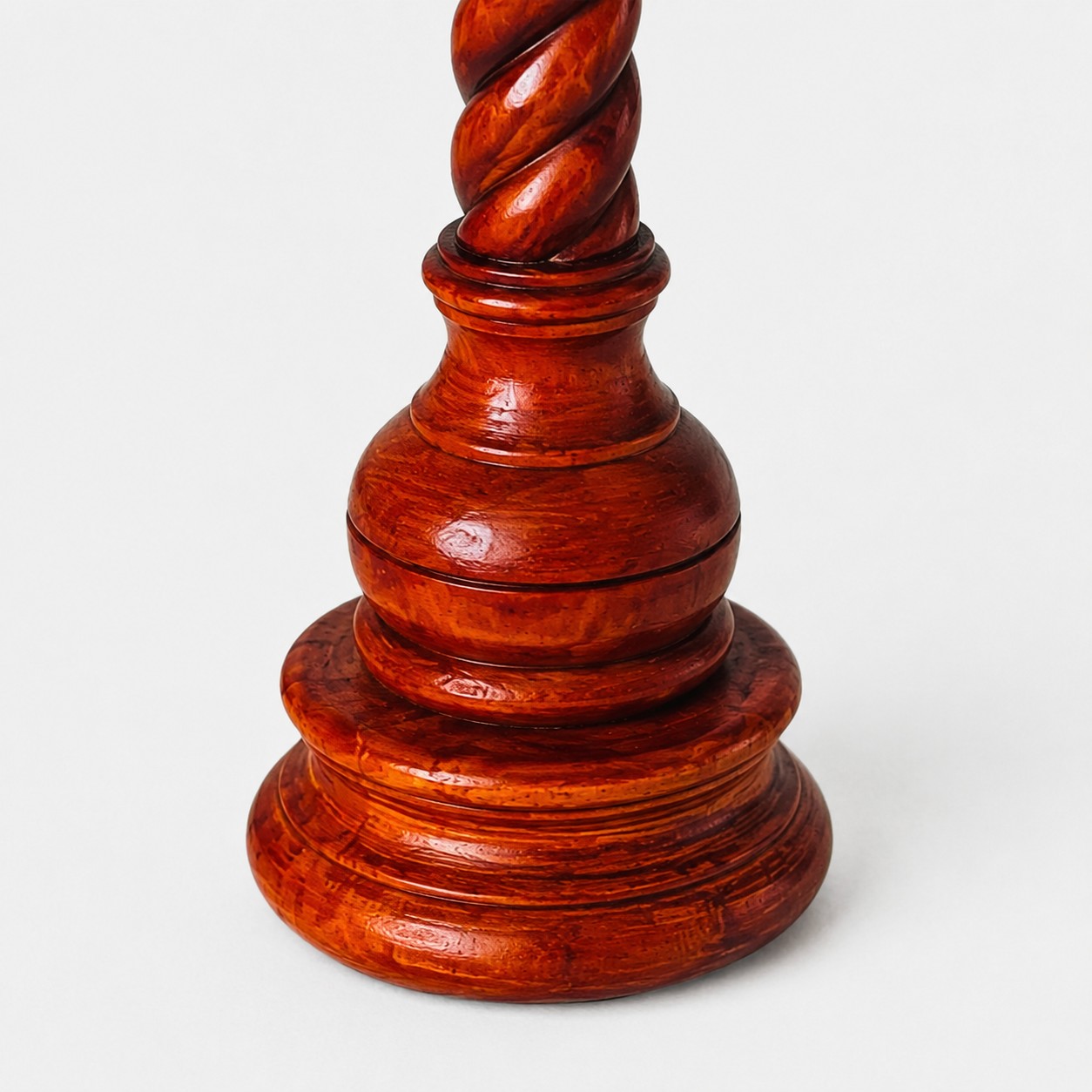 floral fabric and carved wood table lamp