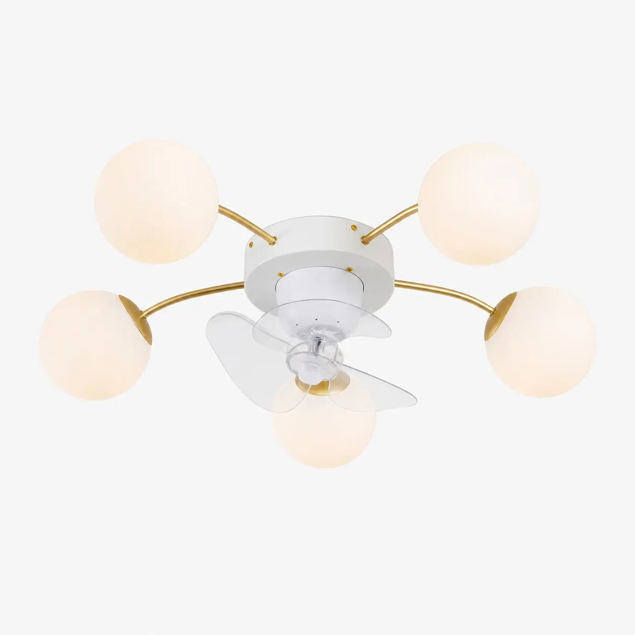 5 Heads white and gold ceiling fan light