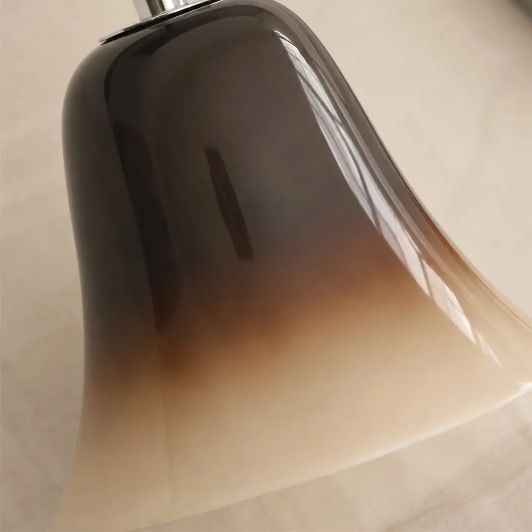 Close-up of the glossy gradient glass shade