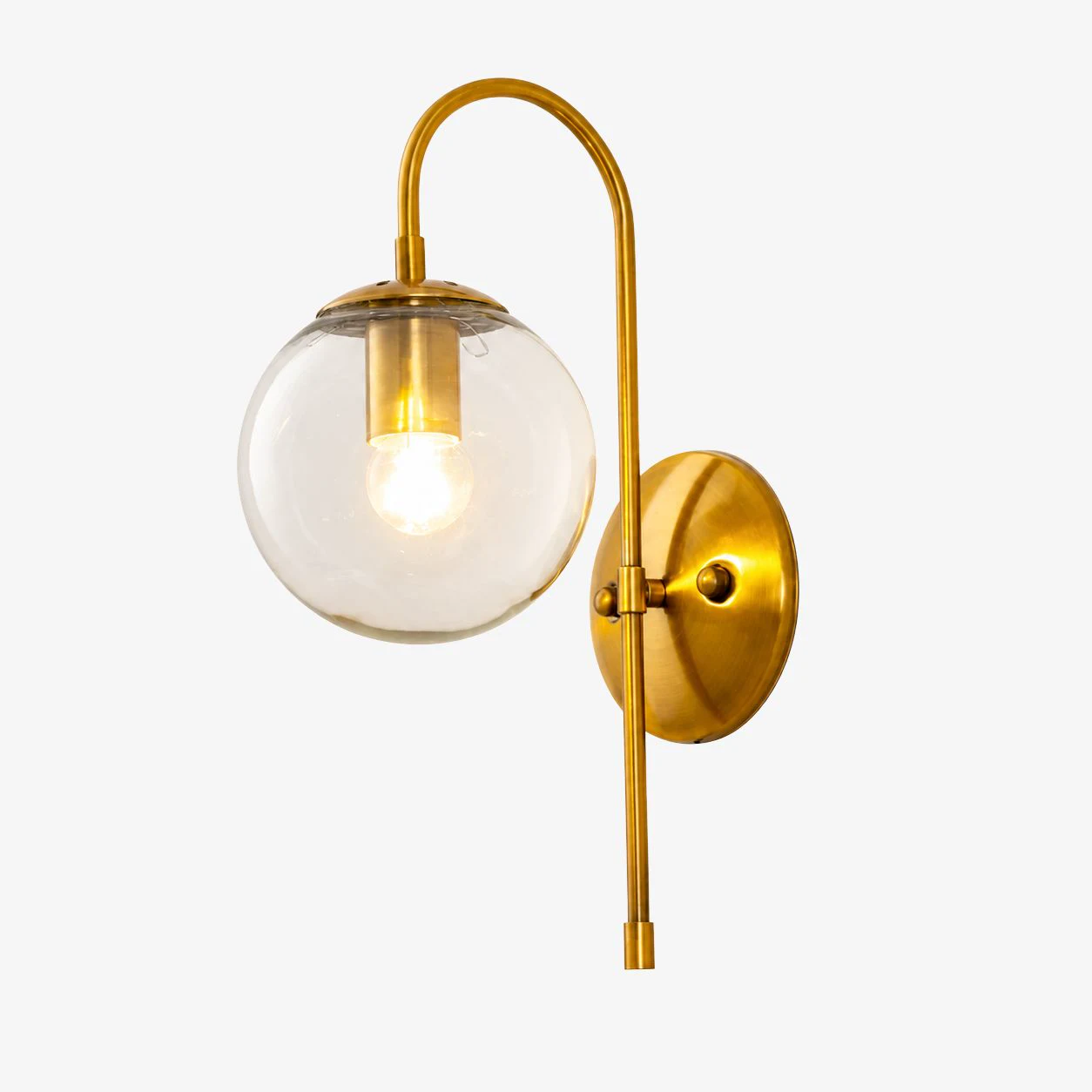 Clear Glass wall sconce in Gold, style B
