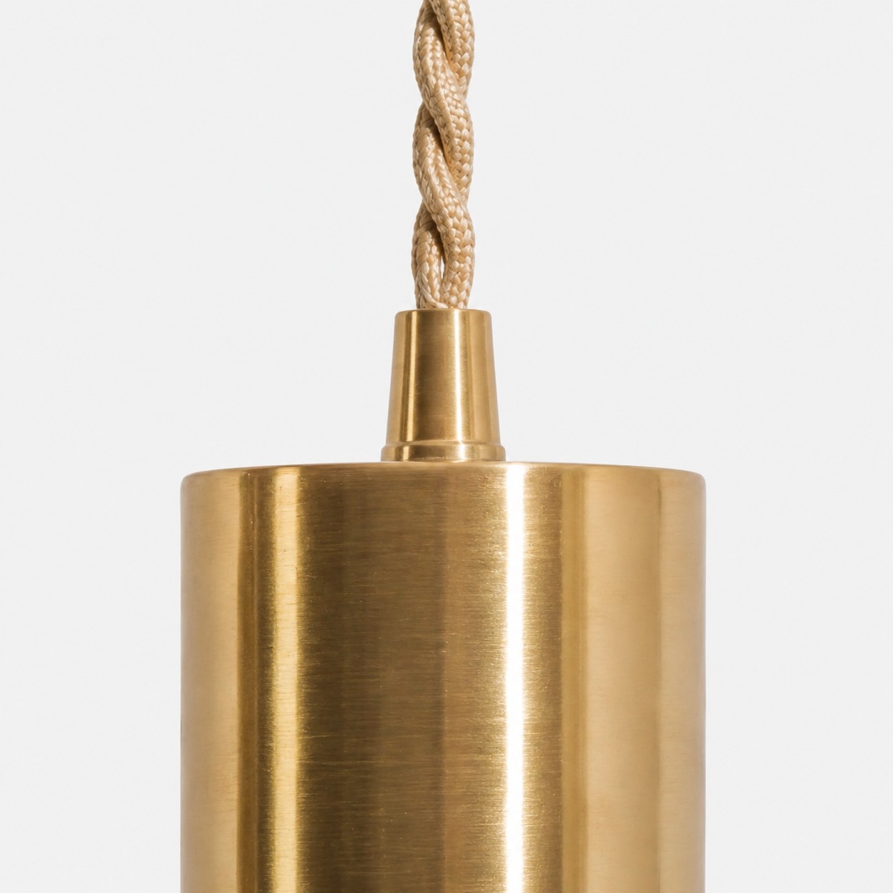Brushed copper surface and cord connection detail