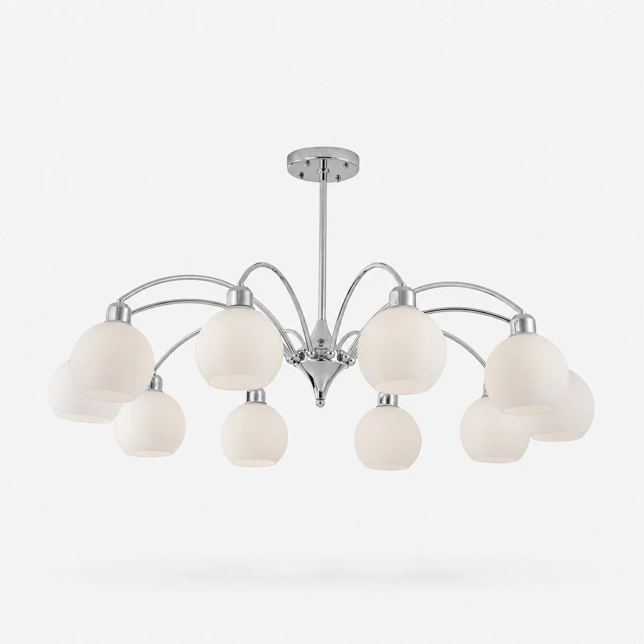 Chrome 10-light glass globe chandelier