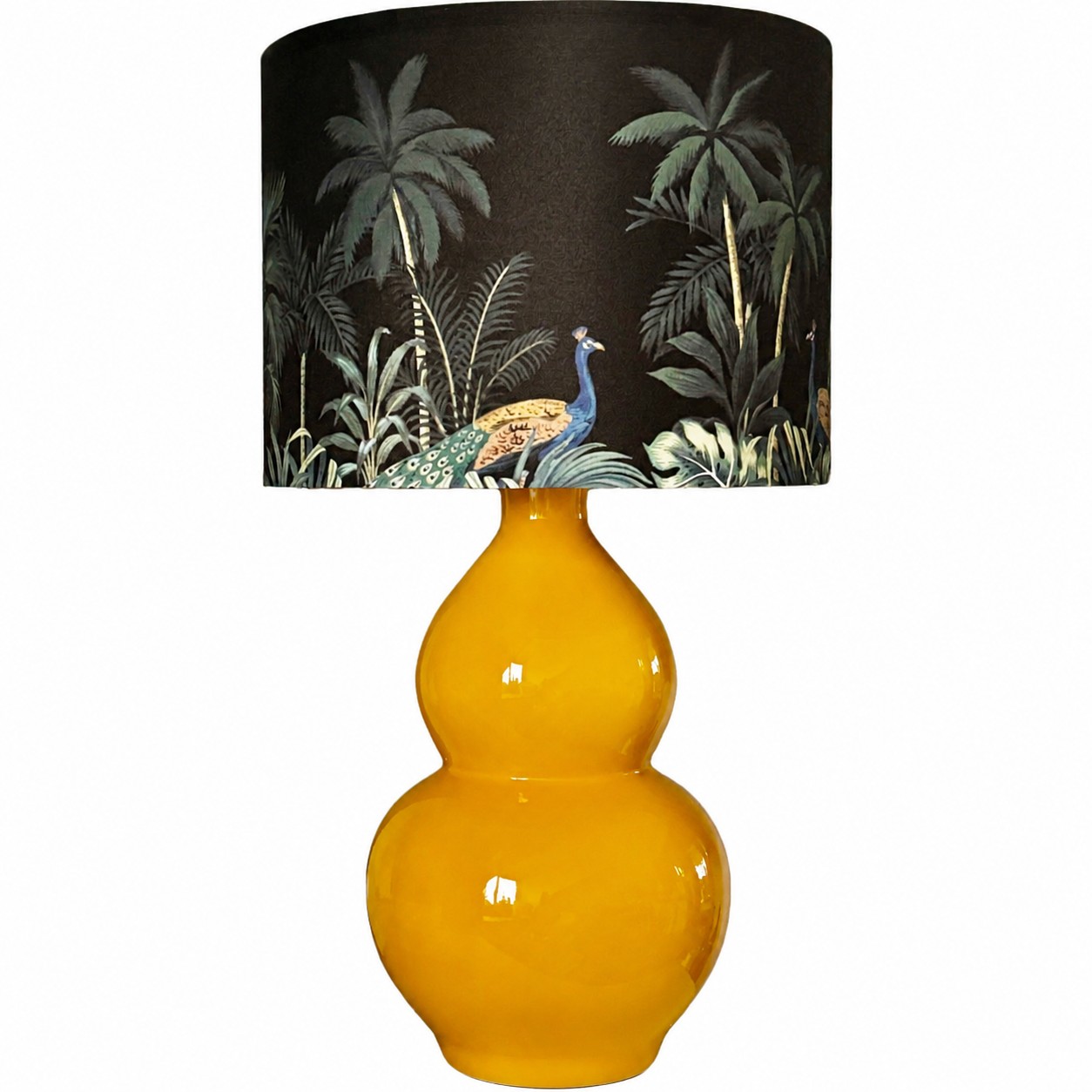 Rounded Gold ceramic table lamp product view