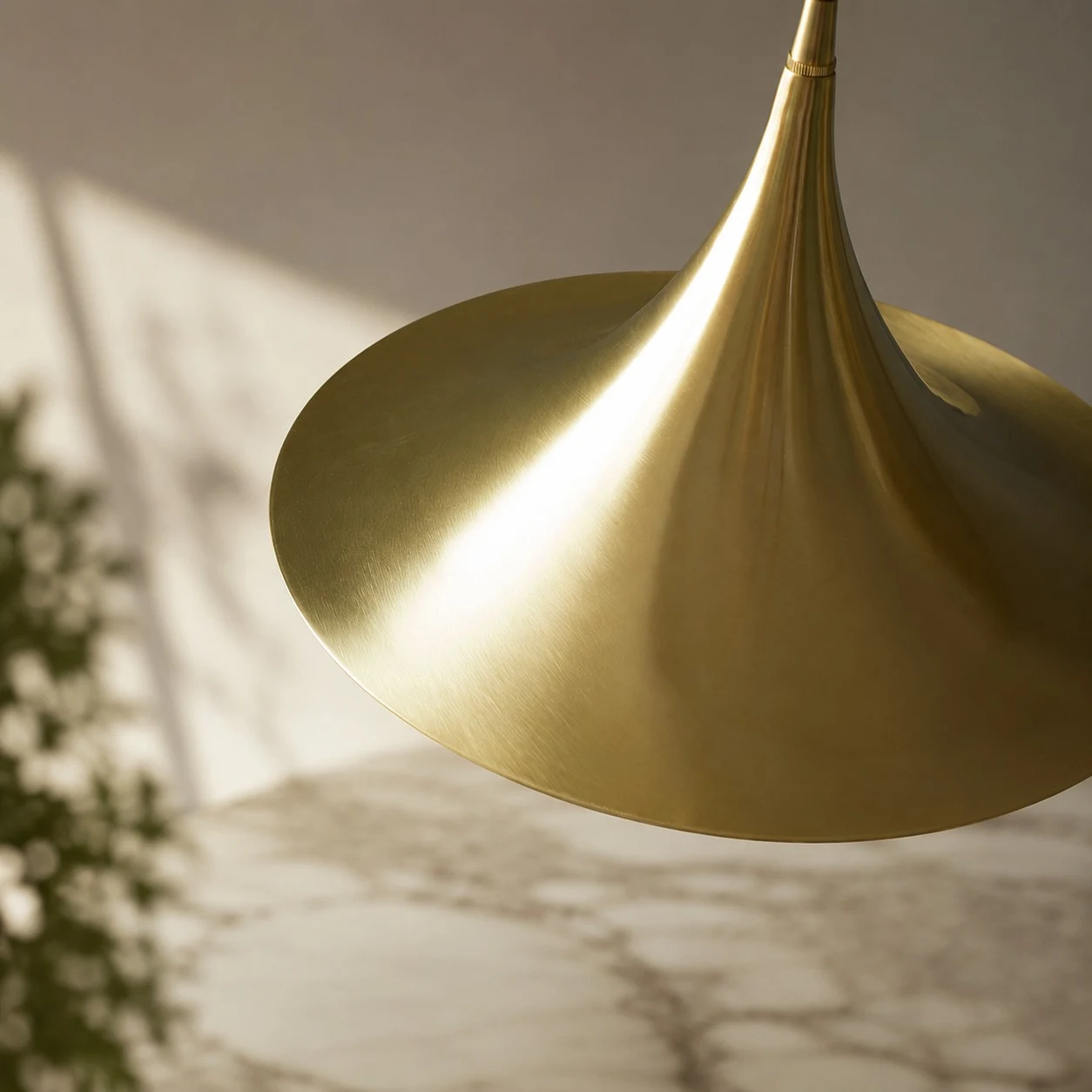 Brushed Brass Umbrella Pendant Light