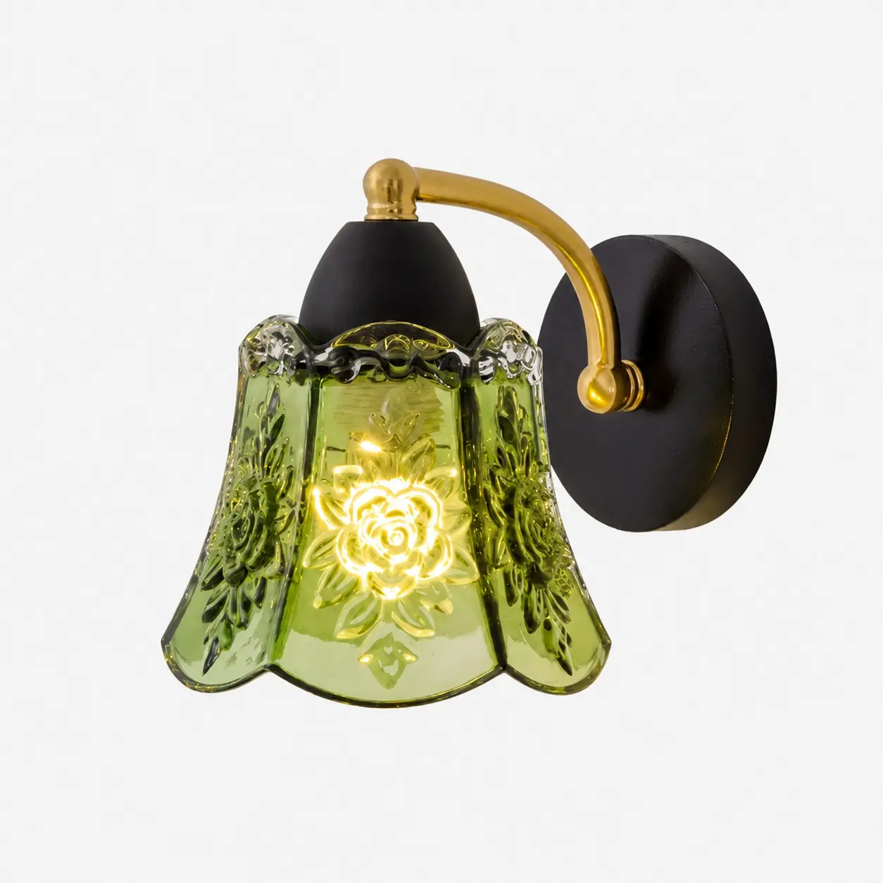 Standard vintage green glass wall lamp