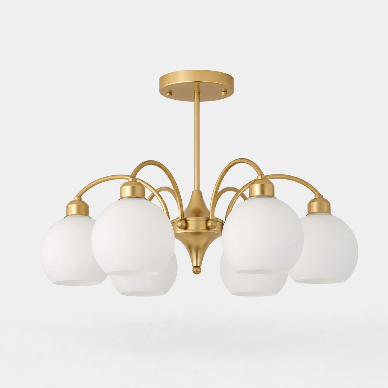 Gold 6-light glass globe chandelier