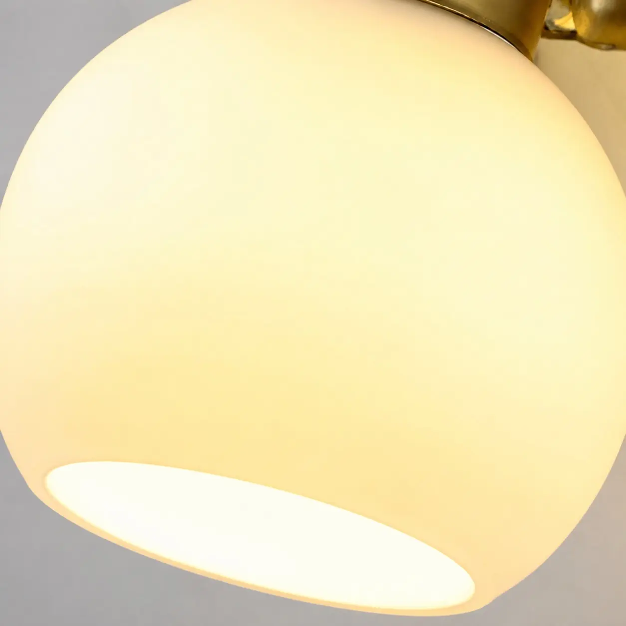 Close-up of the frosted glass shade and open rim